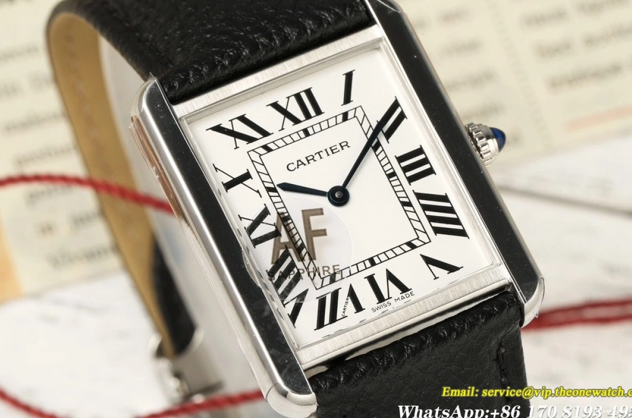 Grain Lychee Quartz White Cartier - AF Solo Dial 27.4mm on Tank Leather 0316